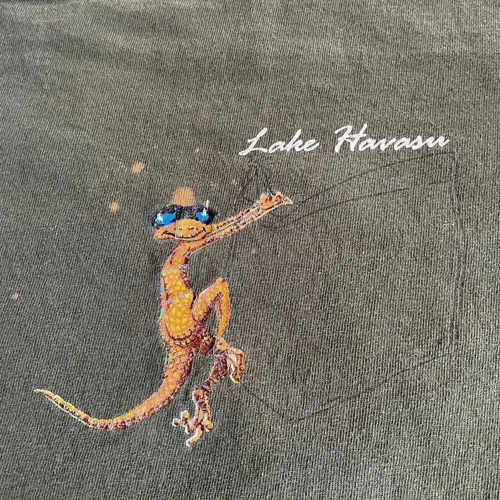 Lake Havasu Gecko Lizard Long Sleeve Shirt Mens Large Vintage Y2K Green Grunge